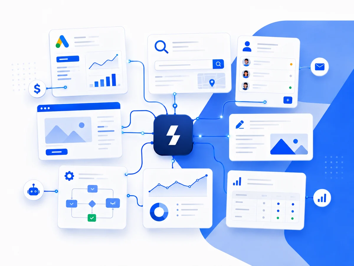 Serviços integrados de marketing, mídia, CRM, páginas e mensuração